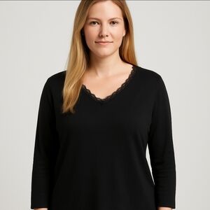 Croft and Barrow Black Lace Sweater Plus Sz 2X